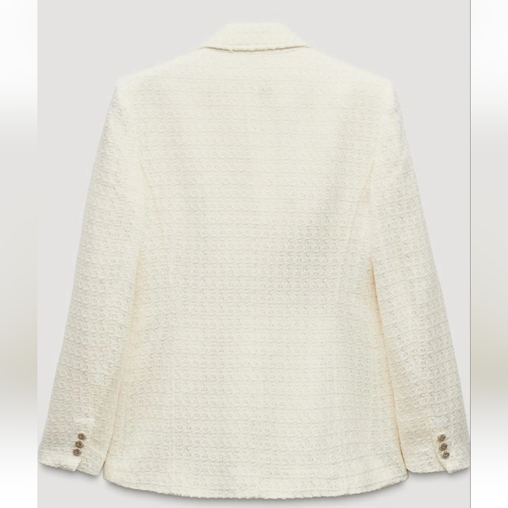Zara Textured Double Breasted Tweed Blazer Kate Middleton  Size L - Picture 14 of 16